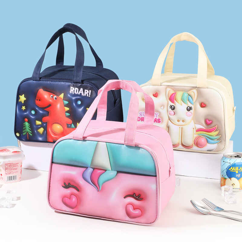 Cartoon Cute Pet Fun Lunch Box Insulation Bag Large Capacity Handbag Children's Cute Lunch Bag Portable Lunch Bag