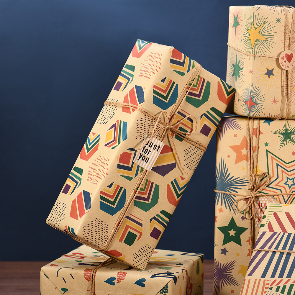 Amazon nuevo papel kraft retro embalaje de regalo de cumpleaños de San Valentín paquete de papel de embalaje al por mayor
