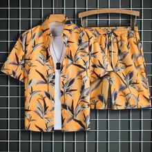 2025夏季新款夏威夷短袖短裤沙滩花衬衫套装