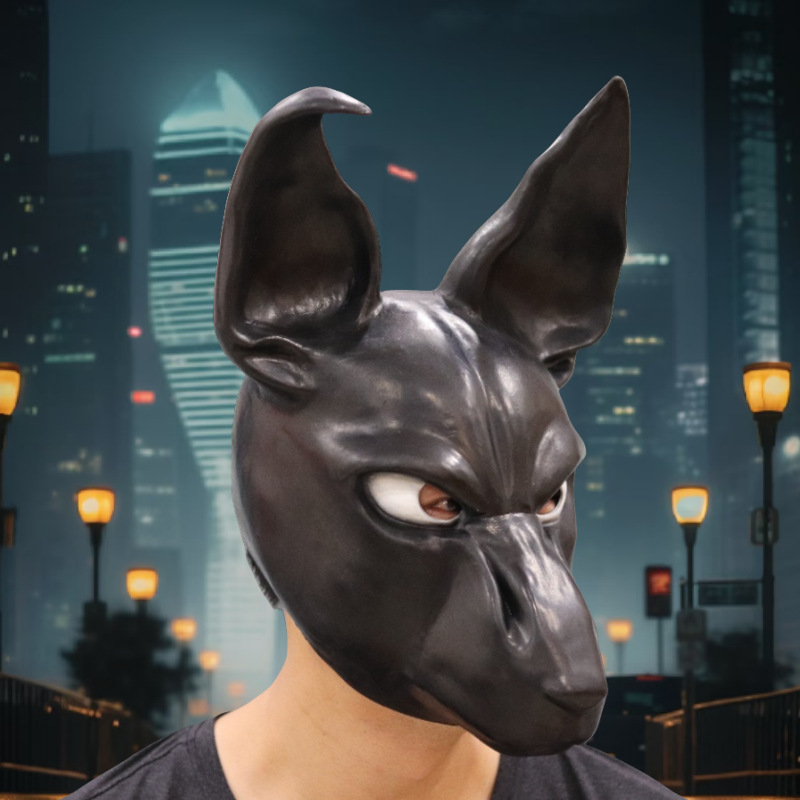 Nuevo animal perro negro máscara de látex capucha divertido caballero oscuro jugando máscara de Halloween