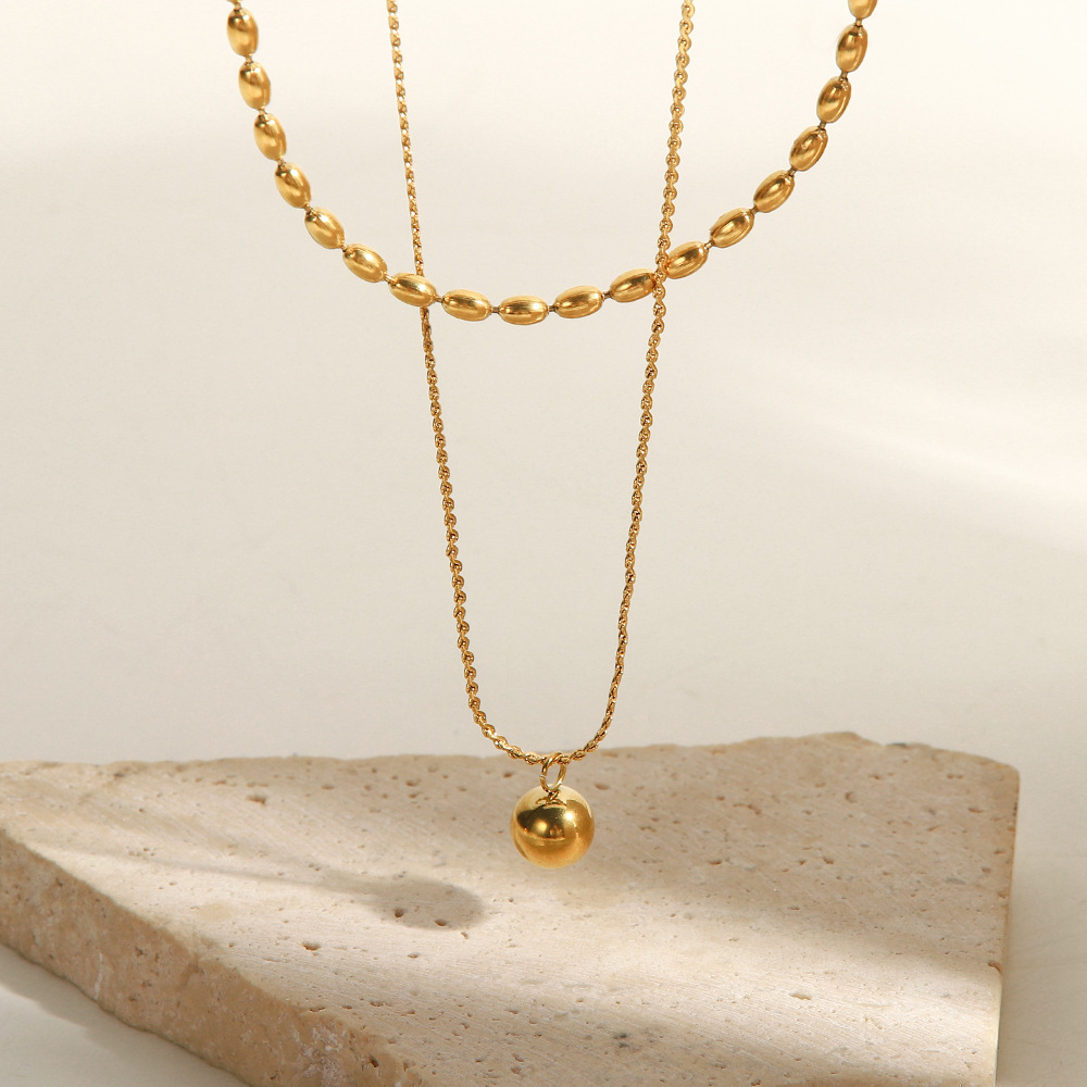 Fashion Geometric Stainless Steel Plating Layered Necklaces