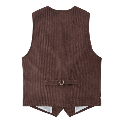 Mens Vintage Corduroy Vest, British Style Business Casual Top, American Style Fringed Jacket