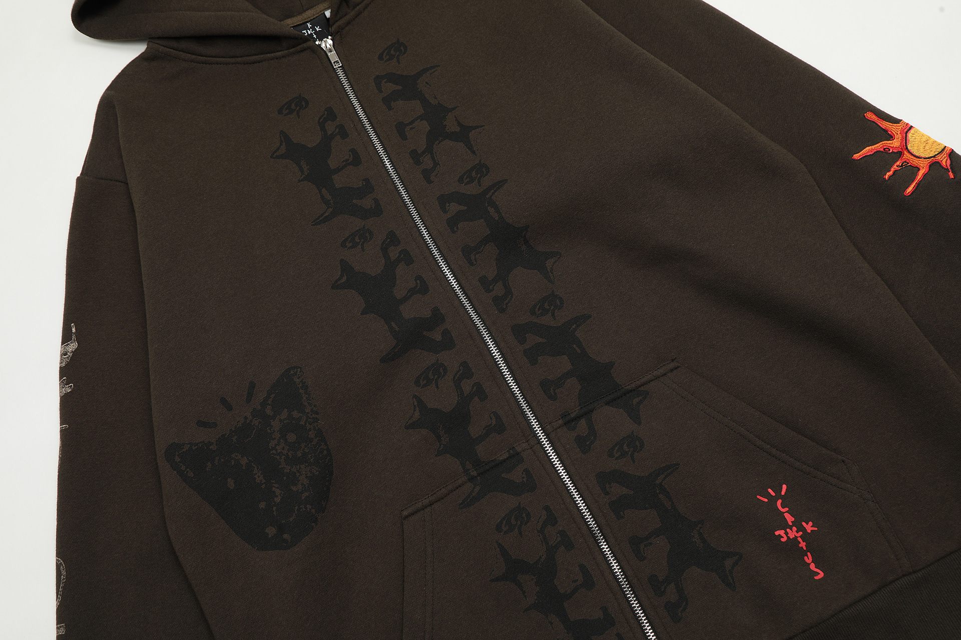 Herrenbekleidung Trendmarke Sonnenstickerei plus Samt-Kapuzenpullover für Männer und Frauen High Street Cardigan Jacke_voghion.com