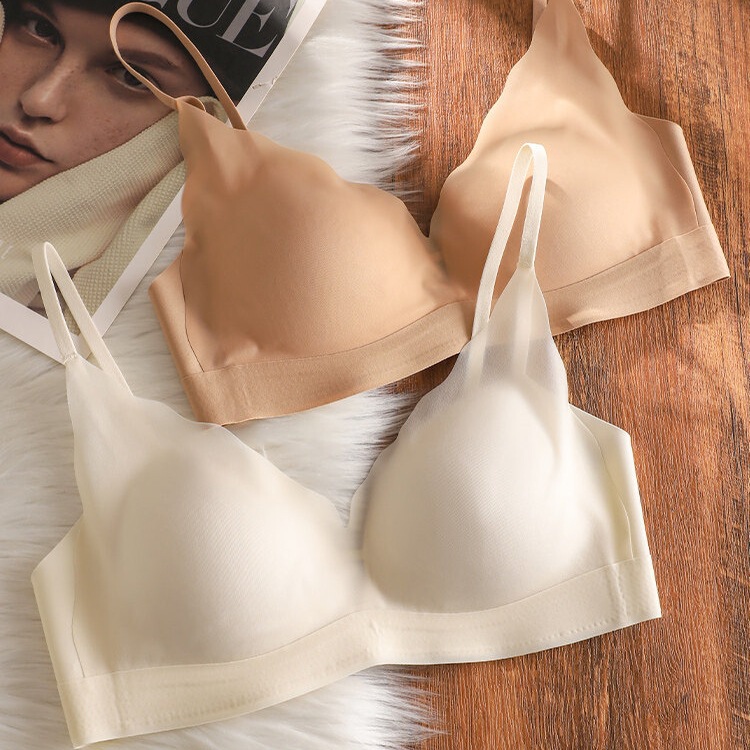 Original 83% Modal Seamless Bra for Women with Small Busts, Enhancing and Gathering Effect, French Lace Mulberry Silk Bra