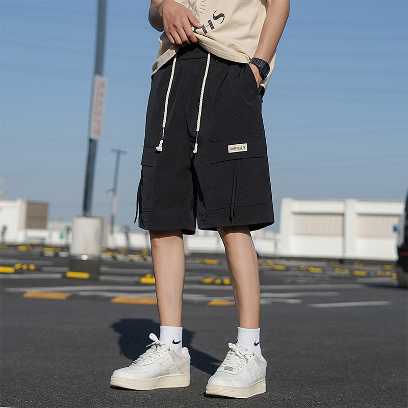 Pantalones cortos de trabajo de verano para hombres, pantalones de secado rápido de hielo, pantalones de tendencia, pantalones largos y casuales.