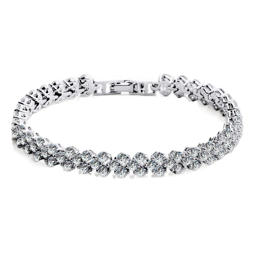 Популярный с пожеланиями в форме сердца, посеребренный римский браслет с бриллиантами, модный браслет с кристаллами для девочек, браслет-браслет