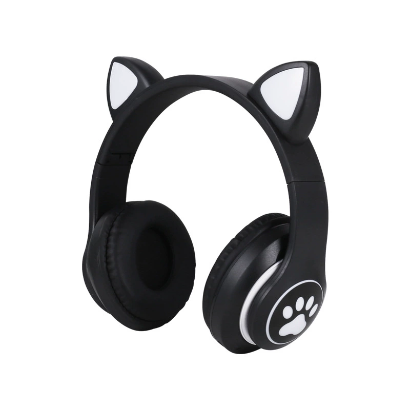 Кроссборс наушники Bluetooth STN-28 с ушками кота, тяжелые басы, мигают огнями, беспроводные движения, вставка карты заголовок