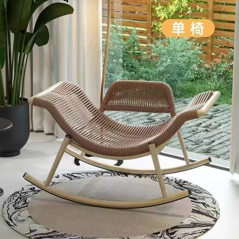 Outdoor rocking chair, lounge chair for home use, living room lazy sofa chair, balcony rattan single chair, courtyard antique style Outdoor rocking chair, lounge chair for home use, living room lazy sofa chair, balcony rattan single chair, courtyard antique style