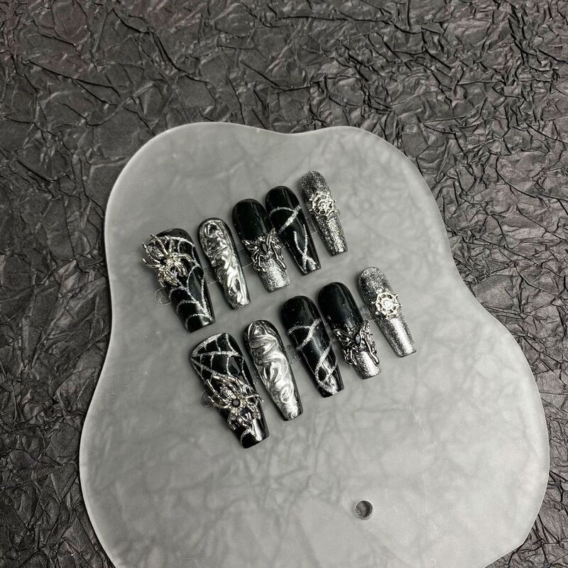 Black Spider European and American Original Long Dark Style Manicure Handmade Wearable Nail Patches Sweet and Cool Full-Cover Three-Dimensional Decoration Black Spider European and American Original Long Dark Style Manicure Handmade Wearable Nail Patches Sweet and Cool Full-Cover Three-Dimensional Decoration
