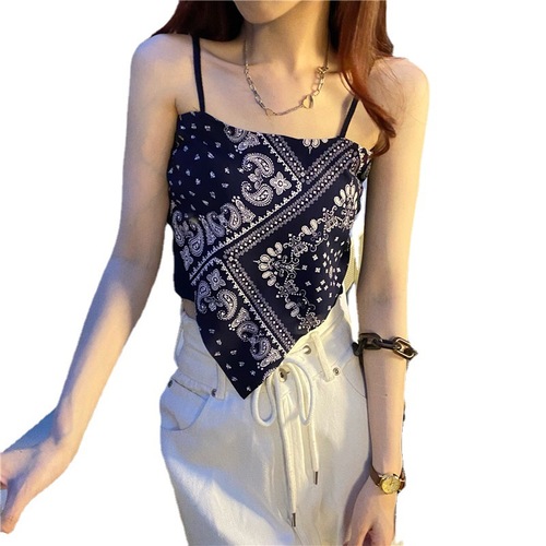 Ice Silk Seamless Hot Girl Ethnic Style Cashew Flower Sexy Camisole Female Small Belly Bag Irregular Belt Wrap Chest