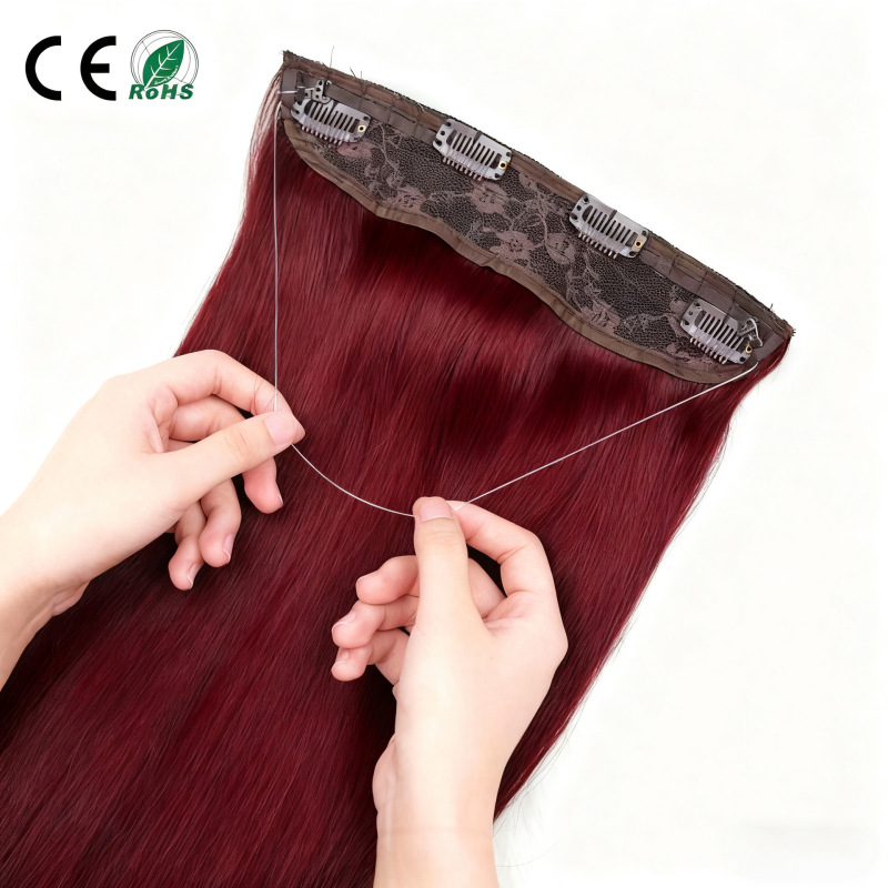 Wig 100% Human Hair Fishing Line Hair Extensions Invisible Cross-Border Exclusive Adaptation Amazon Aliexpress Factory Wholesale Wig 100% Human Hair Fishing Line Hair Extensions Invisible Cross-Border Exclusive Adaptation Amazon Aliexpress Factory Wholesale