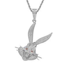 New European and American-style Bugs Bunny hip-hop pendant with micro-inlaid zirconia—stylish, personality-driven animal-themed hip-hop accessories perfect for men's necklaces.