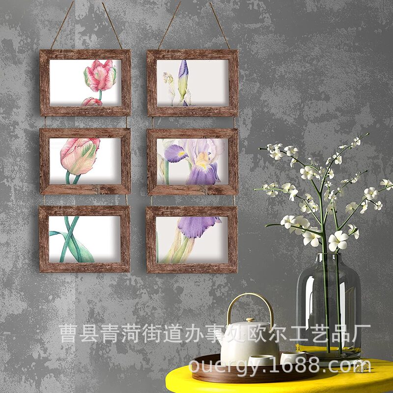 Wooden Collage Hanging Photo Frame Creative Wall Display Frame Wedding Photo Photo Wooden Picture Frame Wall Mounted