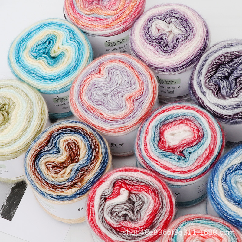 段染彩虹蛋糕线花色渐变手工编织diy线衣服围巾帽子段染蛋糕毛线