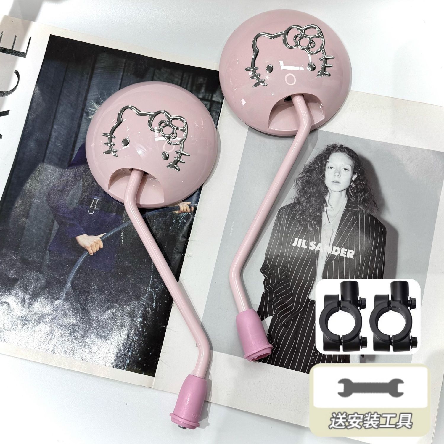 Pink kitty+mirror holder+rearview mirror
