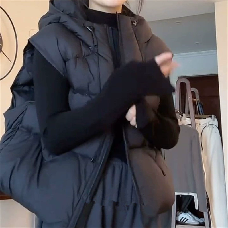 Белая утка пуховая жилет женский носить зимний 2024 новый маленький модный теплый жикет с плечом пальто