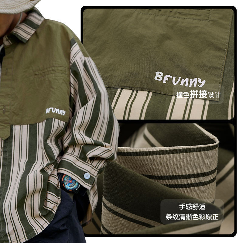 Ropa para niños camping costura camisa a rayas 2022 nuevo otoño niños primavera y otoño de manga larga estilo occidental camisa abrigo