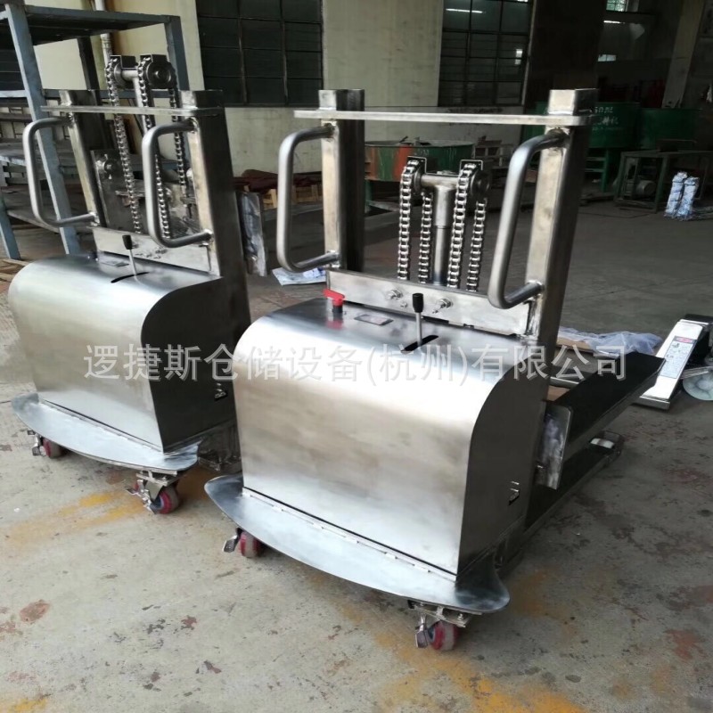 非标304不锈钢堆高车液压步行半电动装卸车搬运堆垛机叉车