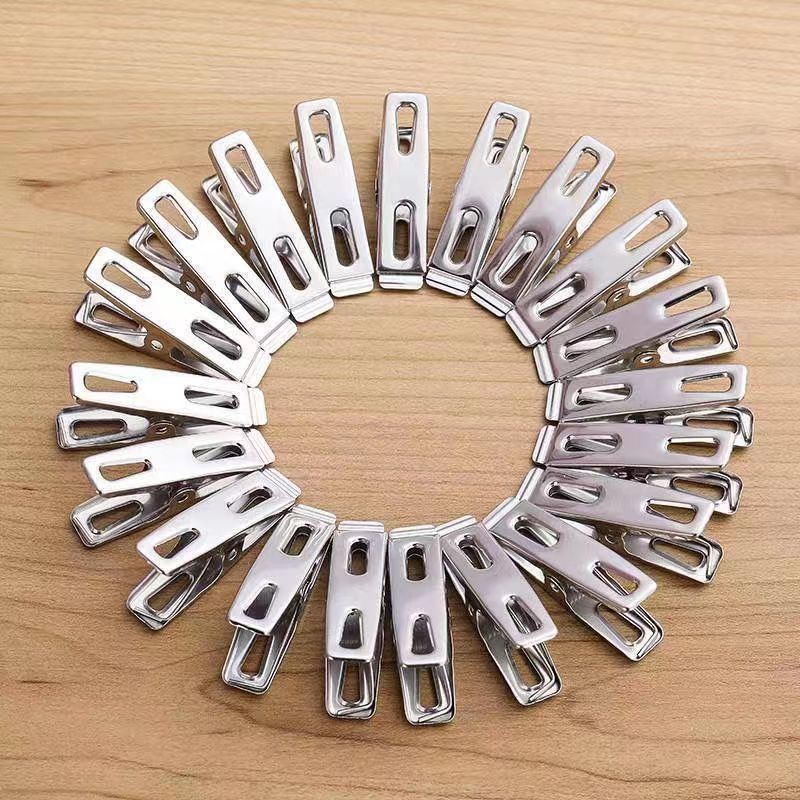 Newly upgraded thickened durable stainless steel clothespins drying clothes drying socks small clips flat mouth wholesale