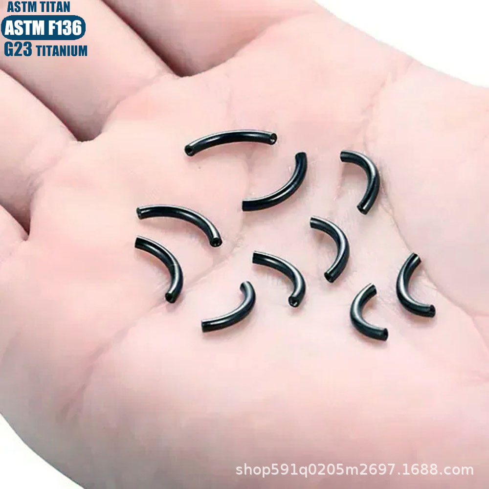 F136 Titanium Alloy Internally Threaded Curved Barbell for Eyebrow, Belly Button, Basic Piercing Replacement Accessories - Black 1.2x10mm detail image 7