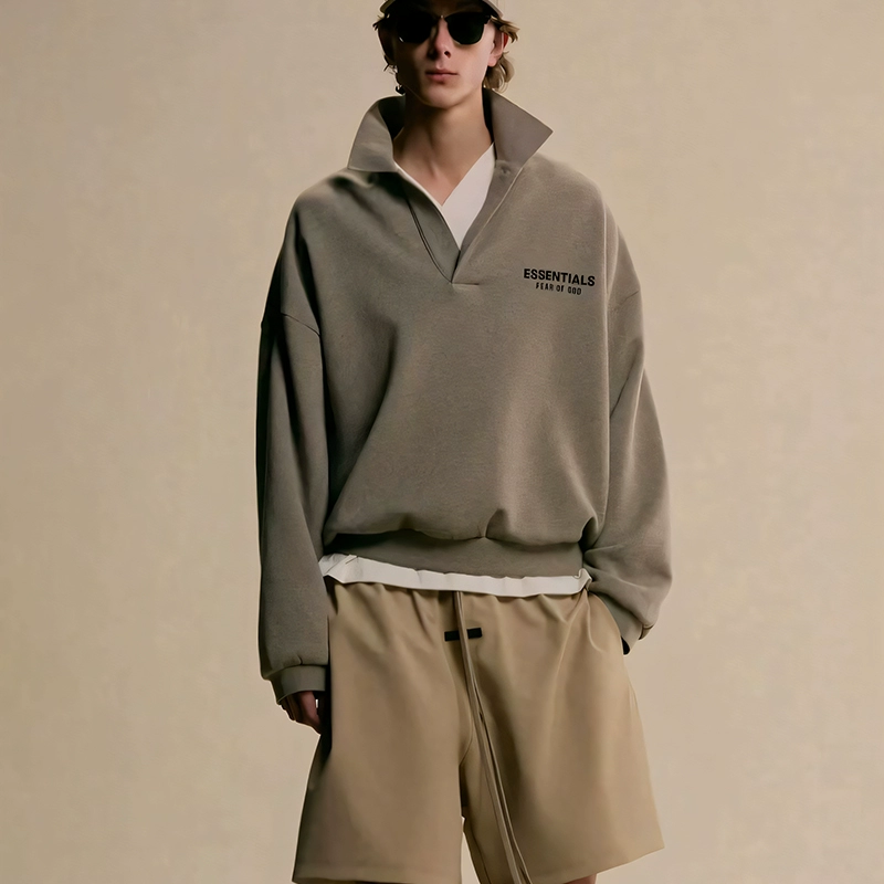 FOG двойная линия ESSENTIALS HHH Американский прилив с принтом POLO воротник с длинным рукавом свободный свитер для мужчин и женщин