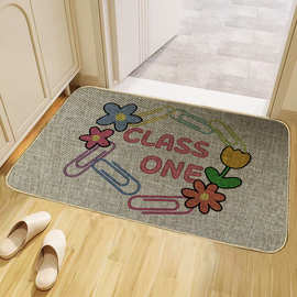 k181-215新款休闲家居亚麻橡胶防滑门口脚垫家用浴卧室卫生间吸水