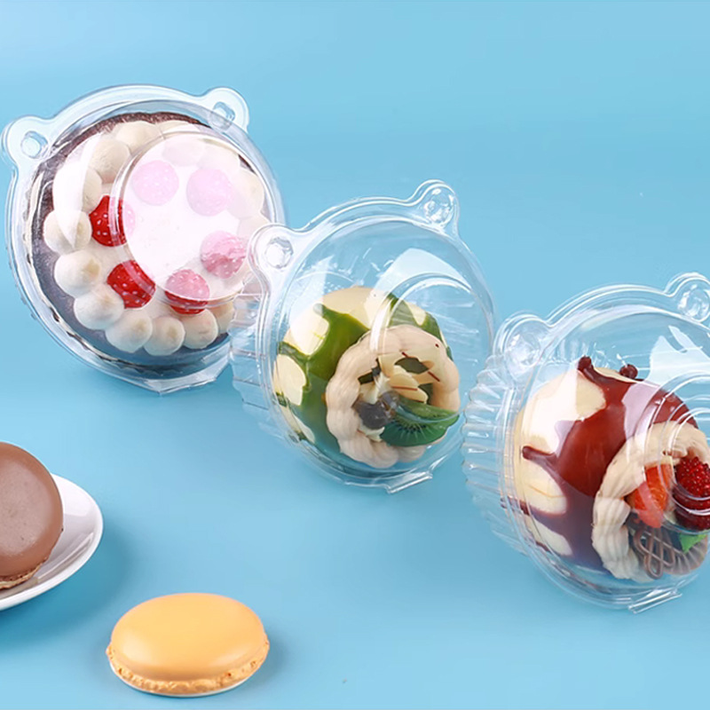 Caja de pastelería con cabeza de gato grande, mediana y pequeña transparente, caja de embalaje de postre de pastel para hornear, caja de ampolla de PET, caja de embalaje Xue Mei Niang