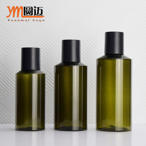 Tea/Green 100/150/200ml Skewed Shoulder Pure Essence Bottle, Water Cream Liquid Bottle PET Cosmetic Refill Bottle