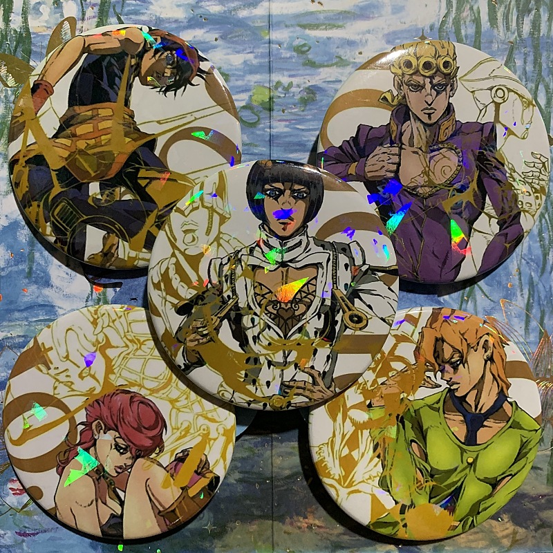 JOJO's Bizarre Adventure Chopper, Bucciarati, anime merchandise badges, brooches, pendants, and charms.