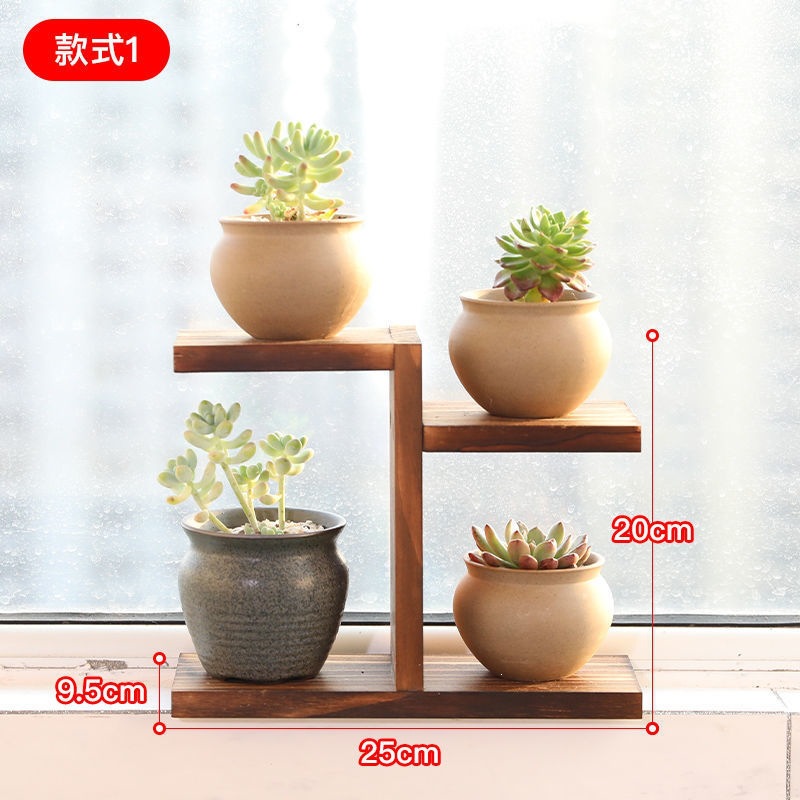 Fábrica directa de madera sólida flotante estante de flores multicapa sala de estar interior estante de flores de escritorio pequeño balcón estante de maceta de flores