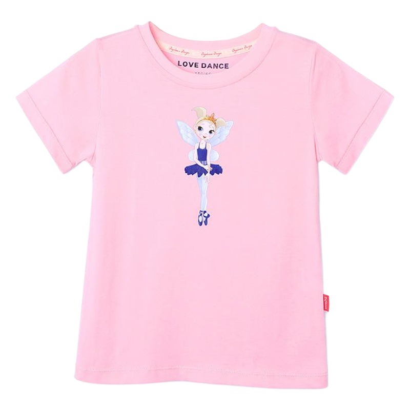 Ropa de baile para niños camisa de manga corta de verano práctica para niñas impresión Rosa ballet baile Ropa Camiseta camisa cultural