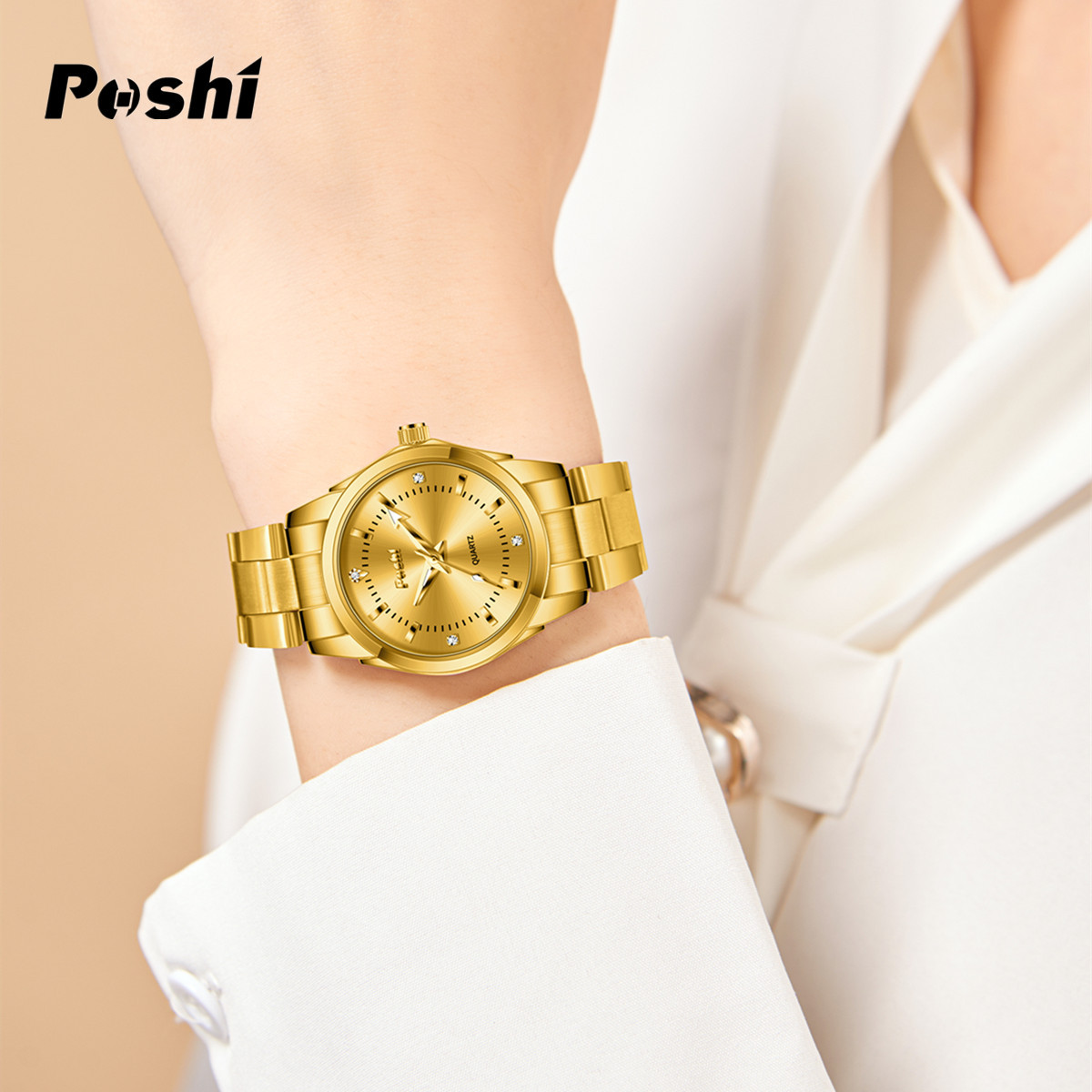 Una pieza de envío POSHI Watch Diamond Impermeable Luminoso Moda Simple Cinturón de acero Cuarzo Reloj para mujer Reloj para mujer