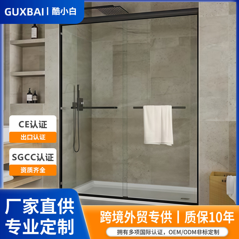 Integrated Shower Room Design with Hotel-Style Handrails, Hidden Double Sliding Doors, Partitioned Bathroom, and Tempered Glass Shower Enclosure