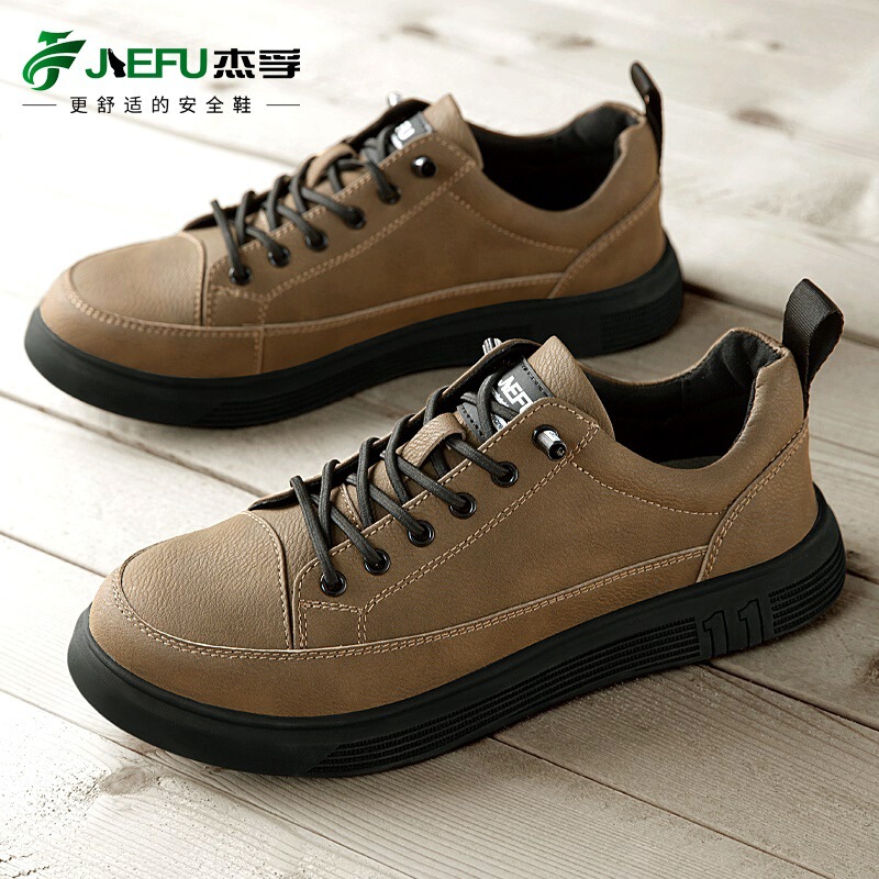 Jiefu Labor Protection Shoes Cross-Border New Safety Shoes Anti-Smash and Anti-Puncture Steel Toe Cap Lightweight Casual Tendon Work Shoes