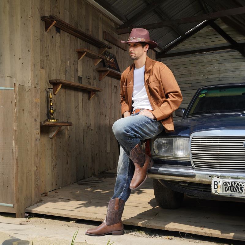 跨境Cowboy Boots for Men Classic Western Square Toe Pull On|undefined