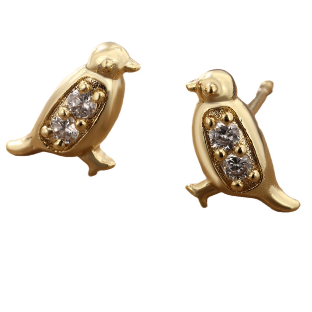 Joyería Xuping aleación de cobre chapado 14K oro pequeño pendientes de alta sensación de nicho ligero pendientes de zircón de lujo pendientes