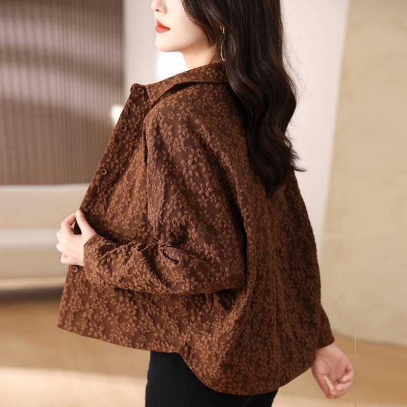 ショートコート女性の 2025 春と秋の韓国語版新しい中年母親小柄なカジュアル野球ジャケットカーディガントップ