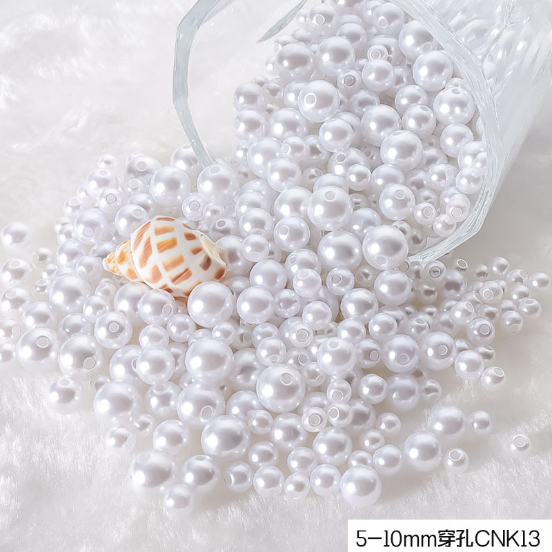 3-10mm blanco puro beige perforado ABS perla de plástico diy zapatos ropa ropa sombrero pendientes pulsera collar con cuentas