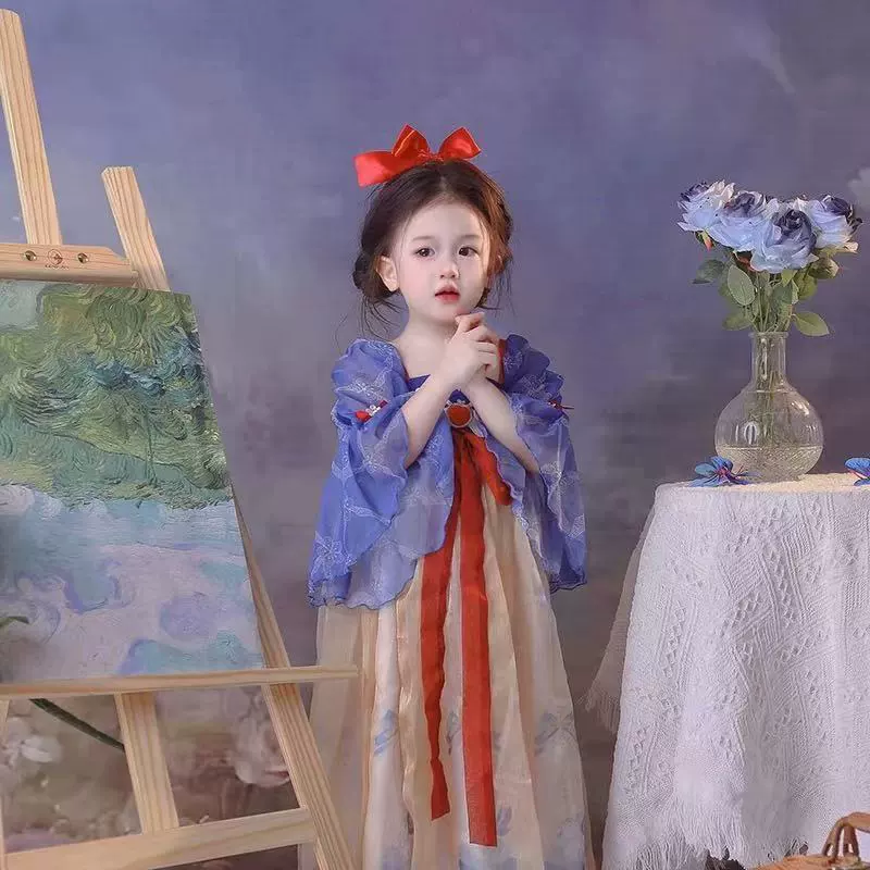 Новое платье Белоснежки Hanfu для девочек, летний детский наряд для выступления, платье для первого дня рождения девочки.