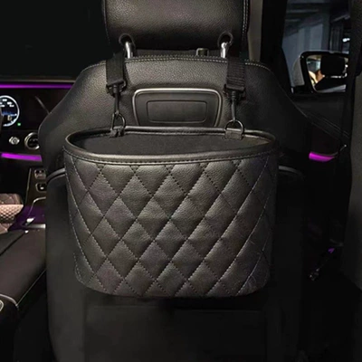 box, Car storage bag/box - leather-black-storage-bucket