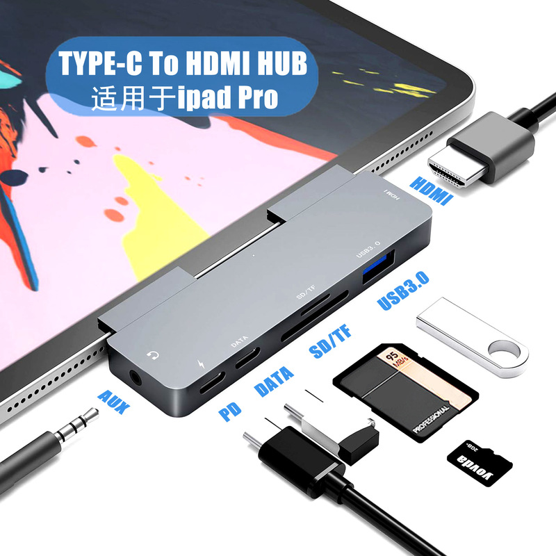 Suitable for iPad Pro Multi-Function Docking Station Type-C to HDMI Card Reader Usb3.1 Docking Station