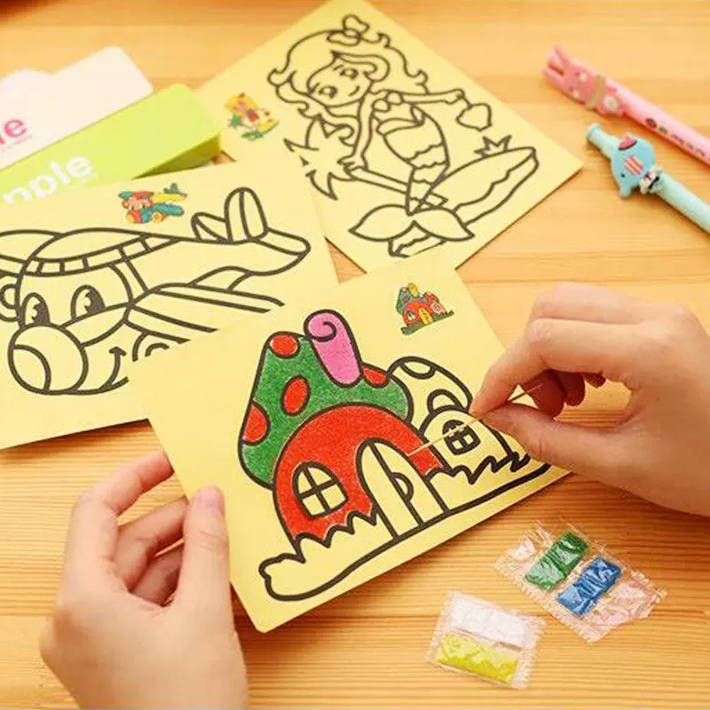 手工儿童沙画套装手工制作DIY刮涂色画材料玩具创意绘画彩沙礼品