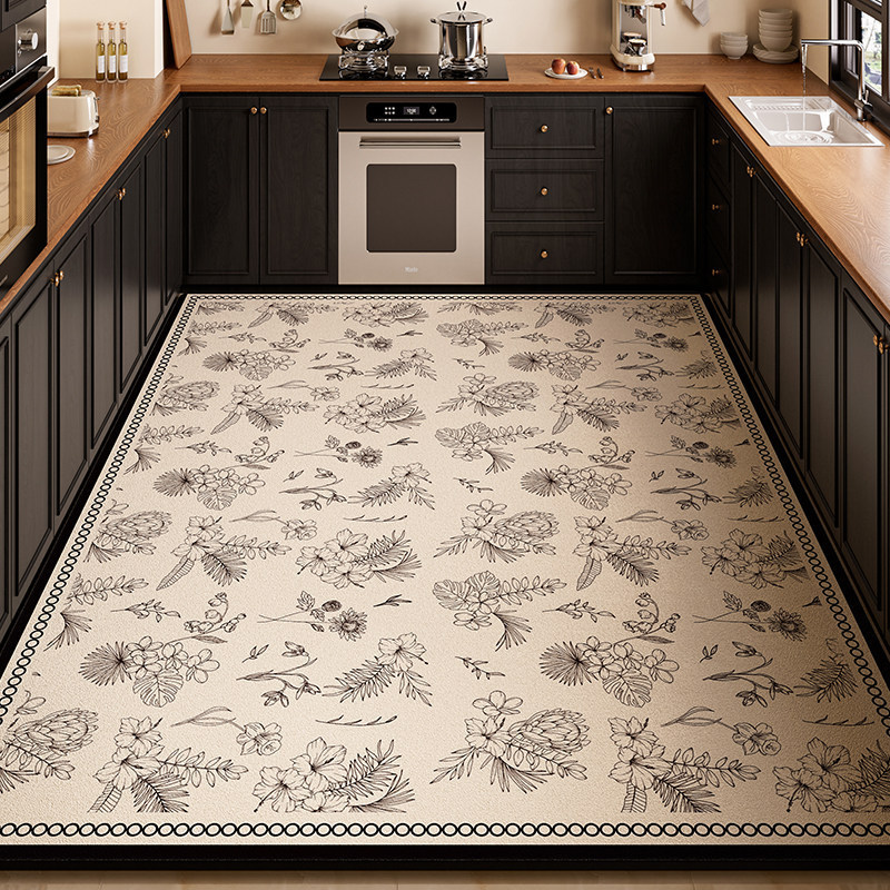 Retro Kitchen Diatomaceous Earth Floor Mat, Water-Absorbent, Oil-Absorbent, Quick-Drying Foot Mat, Bathroom Quick-Drying Non-Slip Easy-Care Carpet