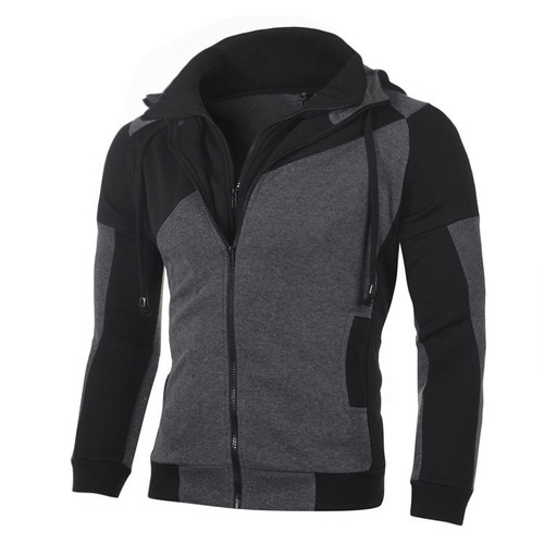 Amazon Double Zip Hooded Sweatshirt for Men, Padded Zipper Jacket, Men's Sport Fleece Warm Trendy Thermal Zipper Outerwear