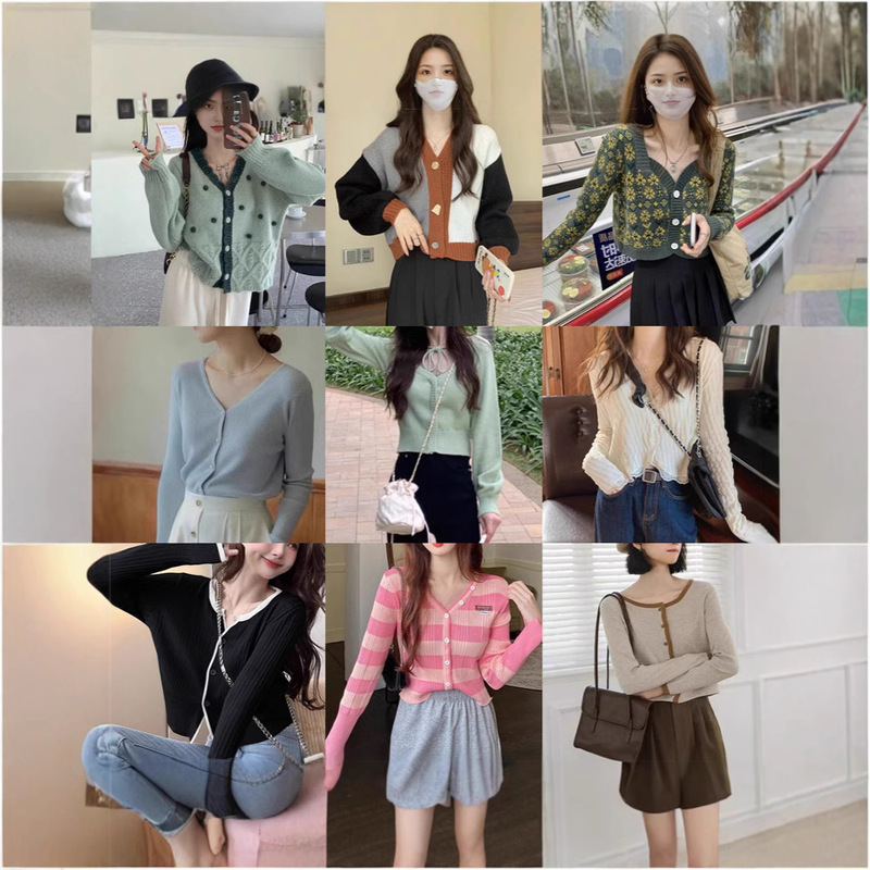 Clearance Women's Cardigan Sweater Jacket Street Live Supply Fashion Versatile Loose Knit Cardigan