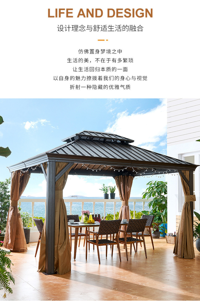 户外凉亭庭院遮阳亭子欧式铝合金凉亭花园帐篷四角凉亭房子小木屋-阿里巴巴