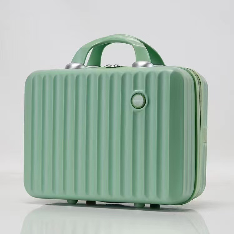 Round logo hand-held luggage, cosmetic case bag, 14-inch cartoon cute combination lock case, convenient mini storage box for women.