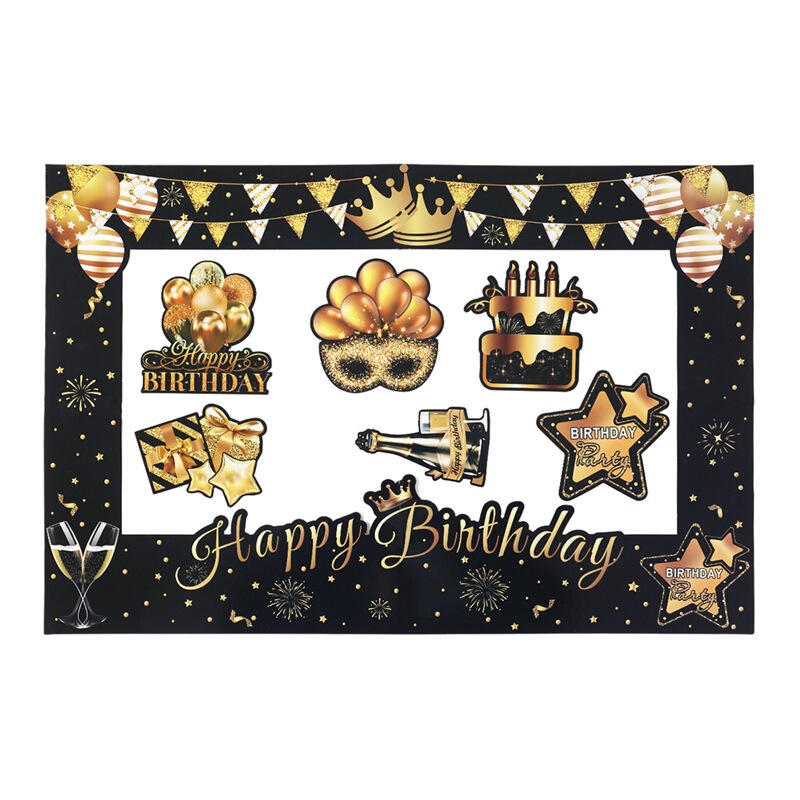 Black Gold Birthday Paper Photo Frame Shooting Props for Adults and Kidsren Funny Paper Photo Frame Atmosphere Shooting Props Decorations Black Gold Birthday Paper Photo Frame Shooting Props for Adults and Kidsren Funny Paper Photo Frame Atmosphere Shooting Props Decorations