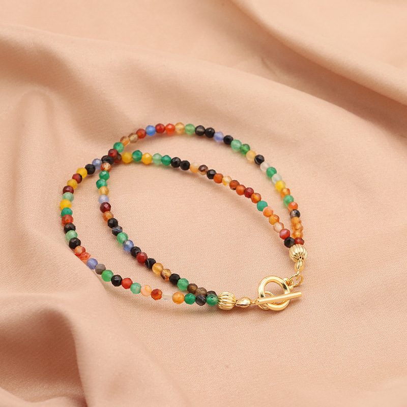 Hecha a mano dopamina piedra natural color pulsera de cuentas brazalete botón brazalete moda joyas retro al por mayor
