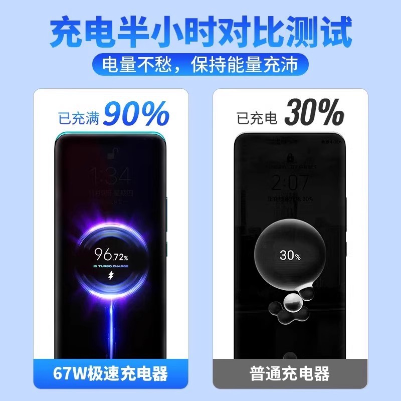 67W適用小米紅米閃充充電器頭K70原套裝note12turboK60快充數據線 4